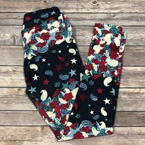 LuLaRoe Americana Leggings Paisley and Flowers